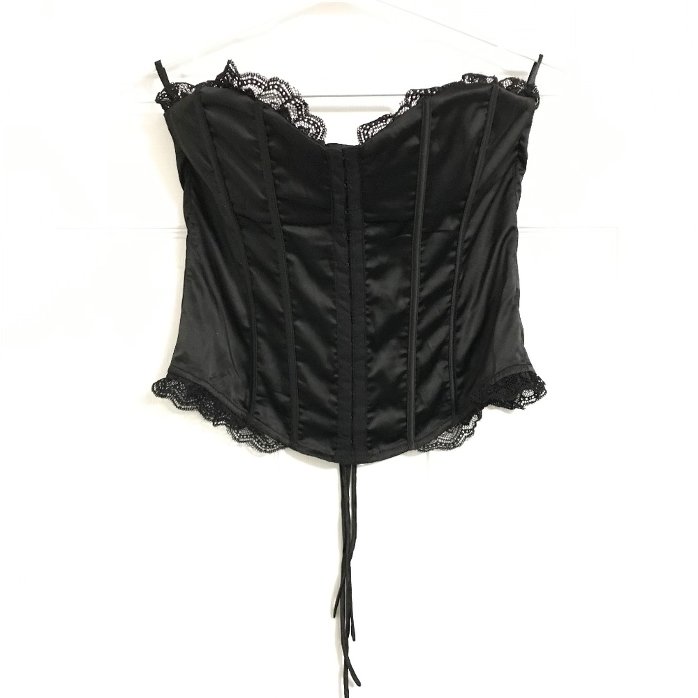 NWT Y2K Urban Behavior Goth Lace Corset Top M Black